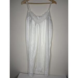 SLIPERFECTION Womens M White LACE TRIM Slip Dress Nightgown Lingerie Nylon